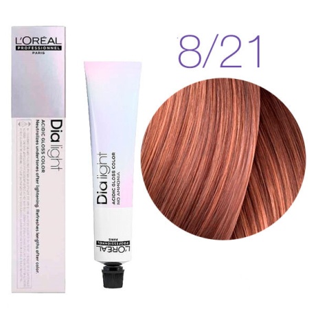 Краска для волос - L'Оreal Professionnel Dia Light  8.21 (Светлый блондин перламутровый пепельный)