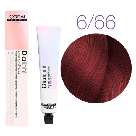 Краска для волос - L'Оreal Professionnel  Dia Light 6.66 (Темный блондин интенсивно-красный)