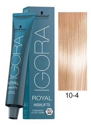 Экстрасветлый блондин бежевый- Schwarzkopf Igora Royal Highlifts Hair Color 10-4 