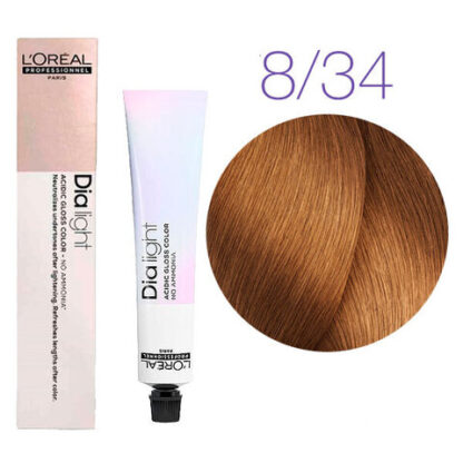 Краска для волос -  L'Оreal Professionnel Dia Light 8.34 (Светлый блондин золотисто-медный)