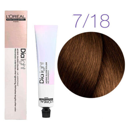 Краска для волос - L'Оreal Professionnel Dia Light 7.18 (Блондин пепельный мокка)