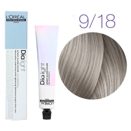 Краска для волос - L'Оreal Professionnel Dia Light  9.18 (Очень светлый блондин пепельный мокка)