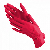 Перчатки нитриловые, красные, Размер M, 100шт. в уп. Размер M